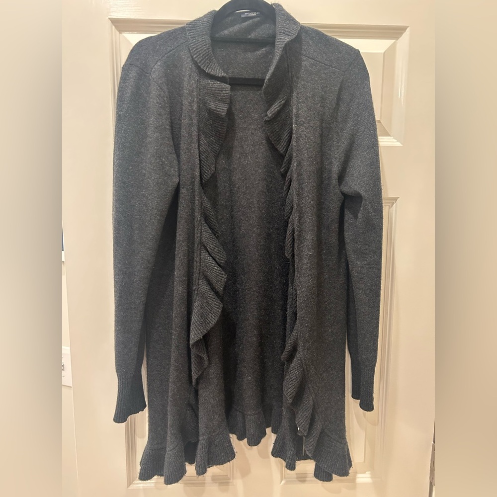 Magaschoni Gray Ruffled Women's Sweater